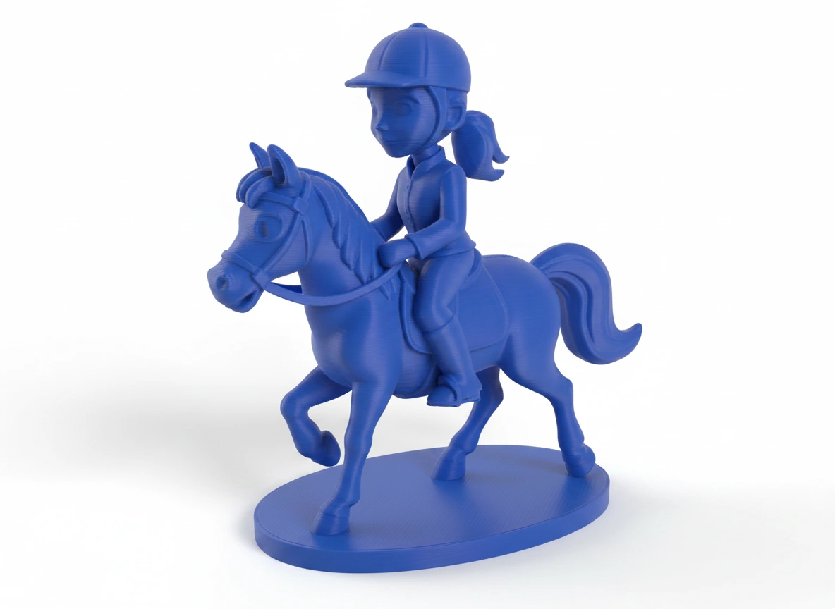 Figurină Decorativă Călăreț pe Cal, Design Stil Cartoon, Imprimată 3D - culoare Albastru, imprimare 3D Vibecraft