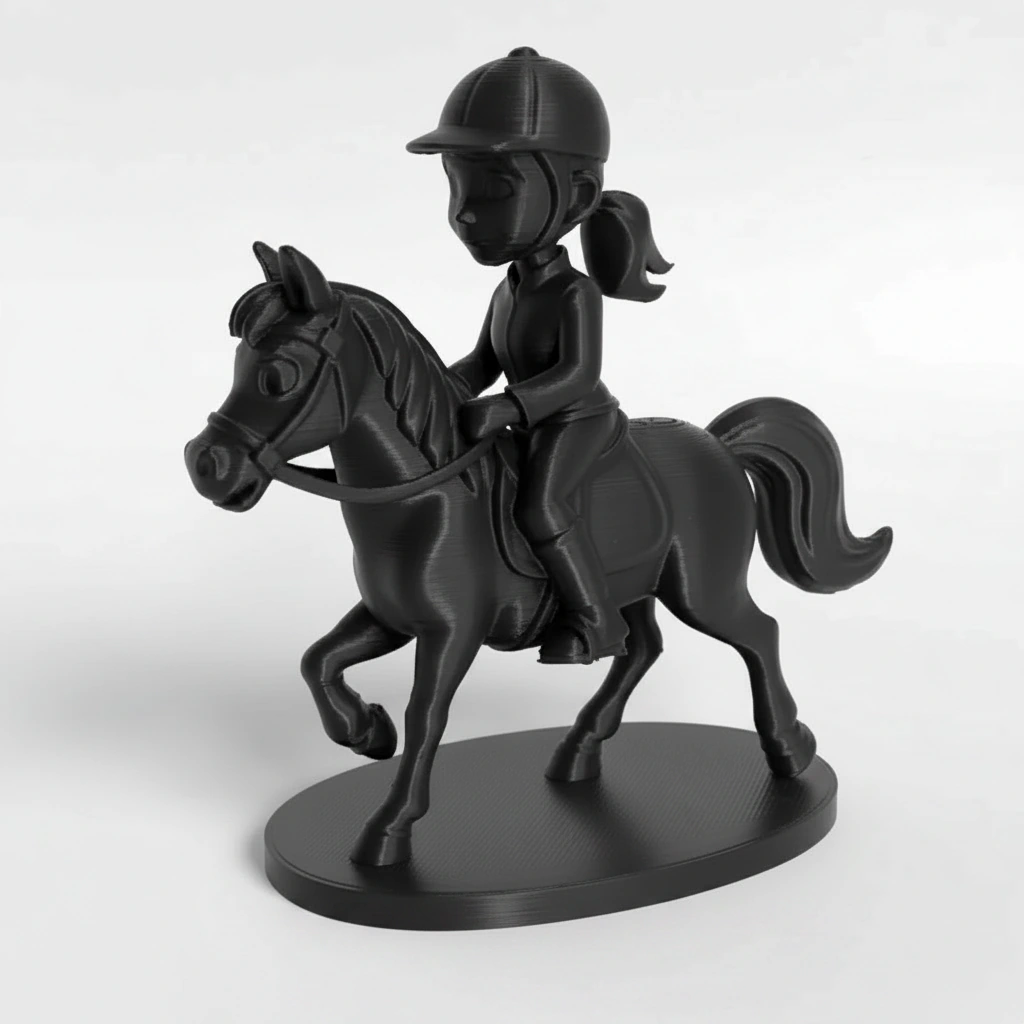 Figurină Decorativă Călăreț pe Cal, Design Stil Cartoon, Imprimată 3D - Negru compozit fibra de carbon, imprimare 3D Vibecraft