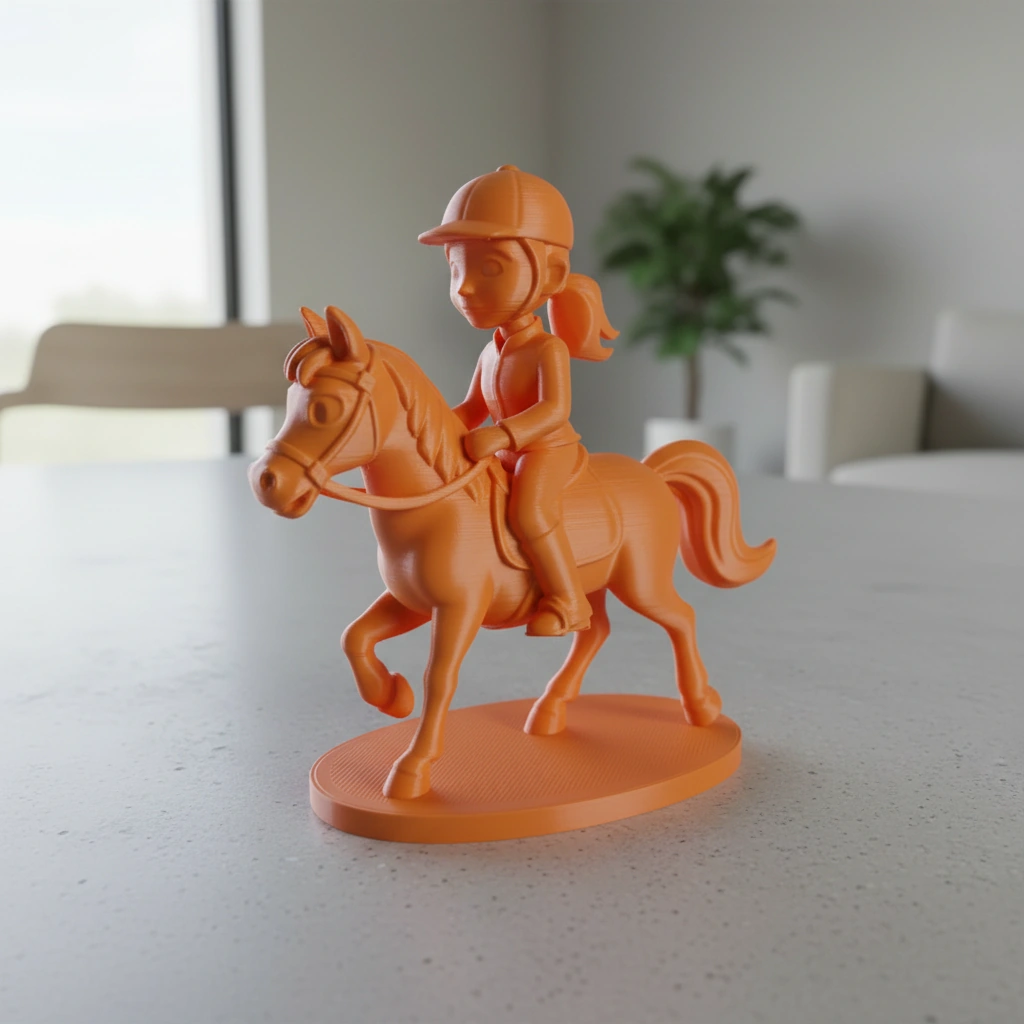 Figurină Decorativă Călăreț pe Cal, Design Stil Cartoon, Imprimată 3D - Orange compozit fibra de carbon, imprimare 3D Vibecraft