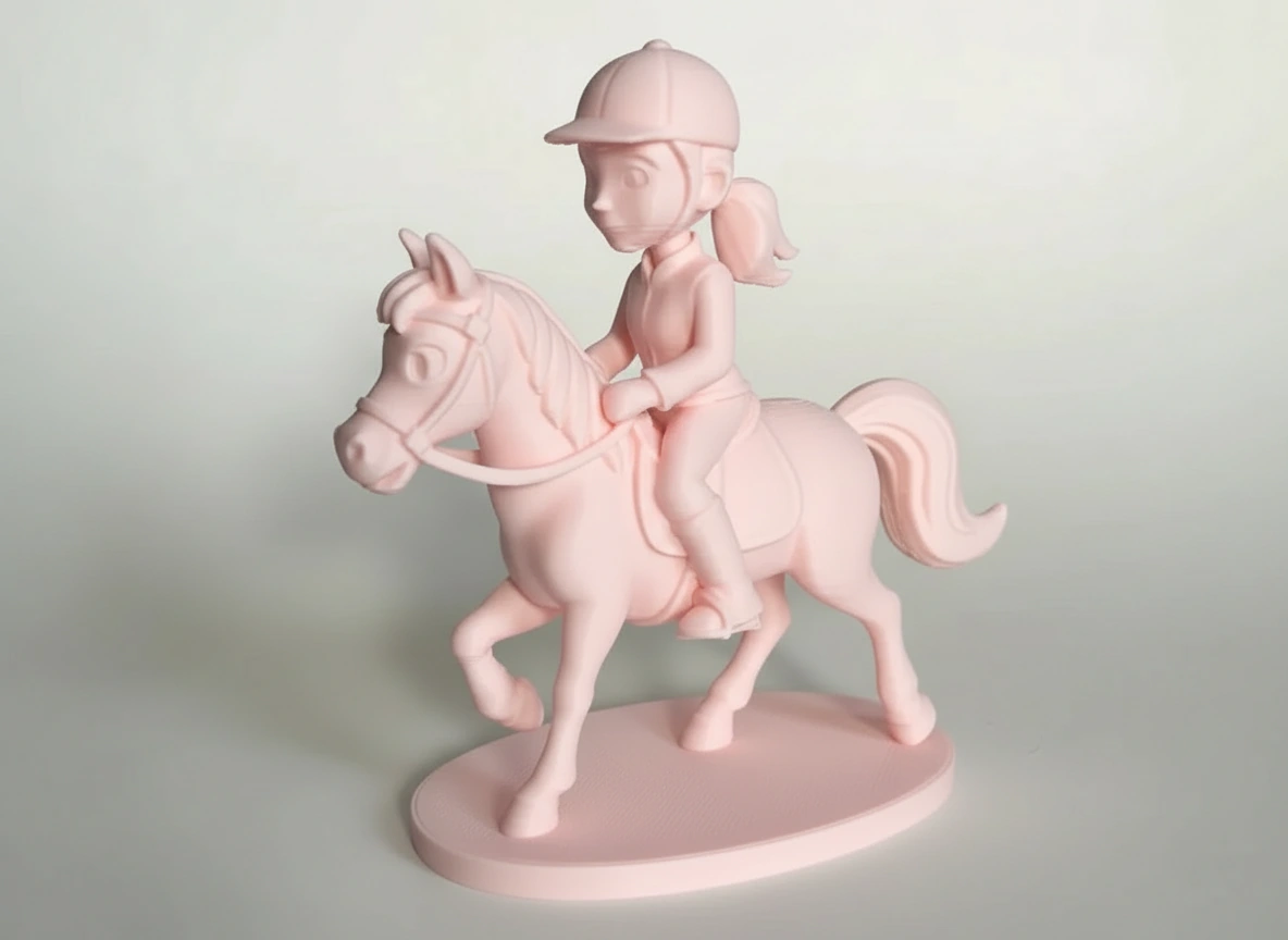 Figurină Decorativă Călăreț pe Cal, Design Stil Cartoon, Imprimată 3D - culoare Roz, imprimare 3D Vibecraft