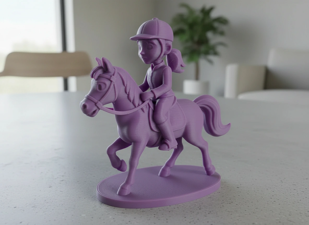 Figurină Decorativă Călăreț pe Cal, Design Stil Cartoon, Imprimată 3D - culoare Mov, imprimare 3D Vibecraft
