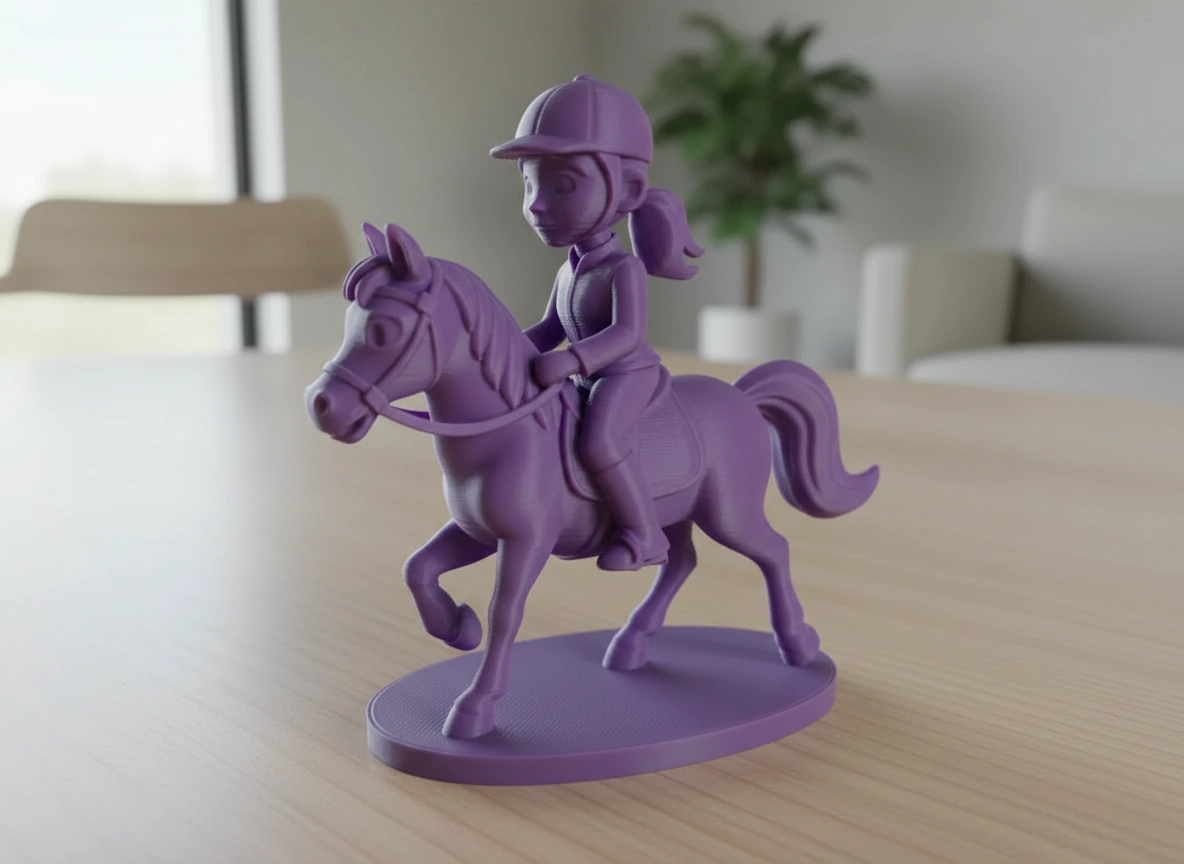 Figurină Decorativă Călăreț pe Cal, Design Stil Cartoon, Imprimată 3D - culoare Mov, imprimare 3D Vibecraft