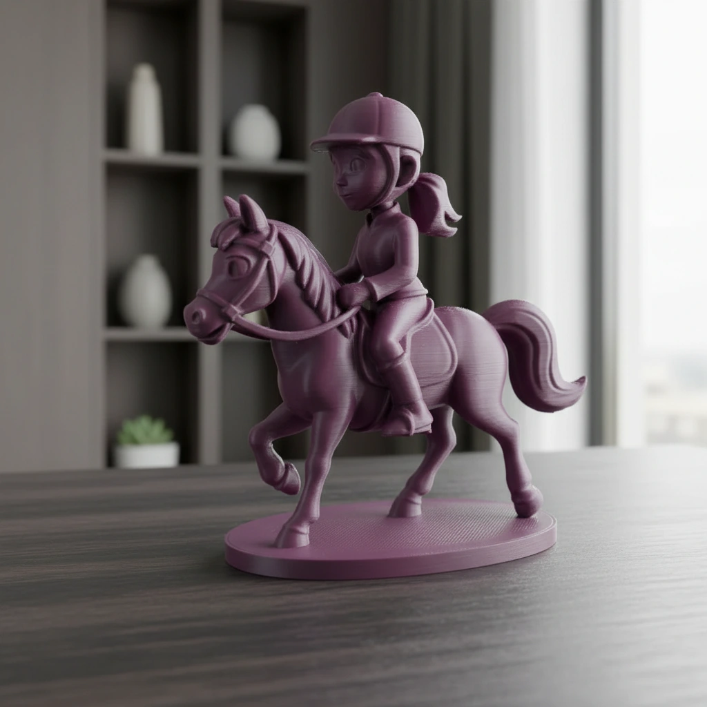 Figurină Decorativă Călăreț pe Cal, Design Stil Cartoon, Imprimată 3D - culoare Roșu, imprimare 3D Vibecraft