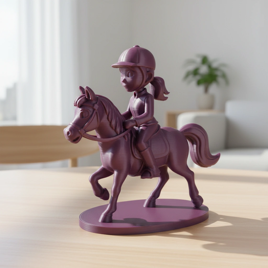 Figurină Decorativă Călăreț pe Cal, Design Stil Cartoon, Imprimată 3D - culoare Roșu, imprimare 3D Vibecraft