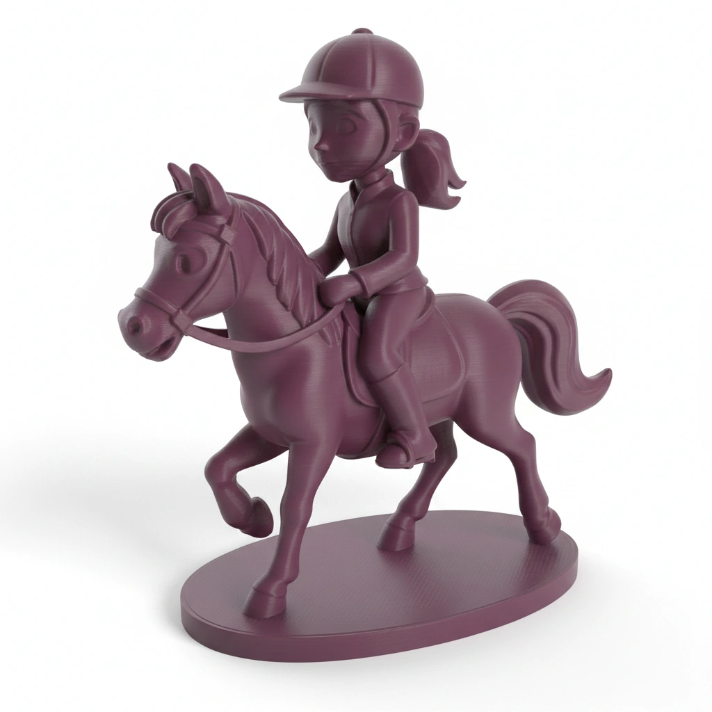 Figurină Decorativă Călăreț pe Cal, Design Stil Cartoon, Imprimată 3D - culoare Roșu, imprimare 3D Vibecraft