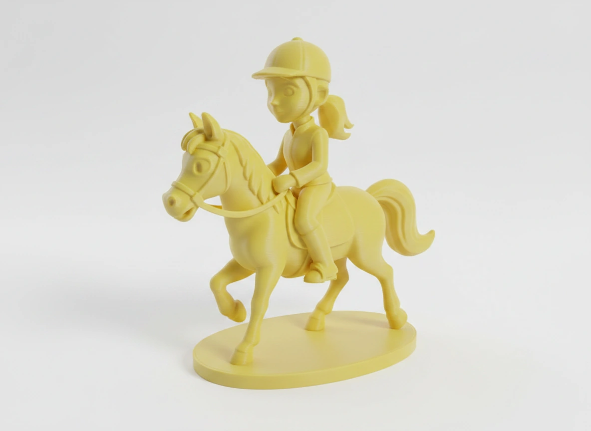 Figurină Decorativă Călăreț pe Cal, Design Stil Cartoon, Imprimată 3D - culoare Galben, imprimare 3D Vibecraft