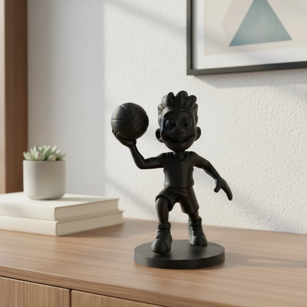 Figurină Jucător Baschet Stil Desen Animat Decor Birou Sportiv - Negru compozit fibra de carbon, imprimare 3D Vibecraft