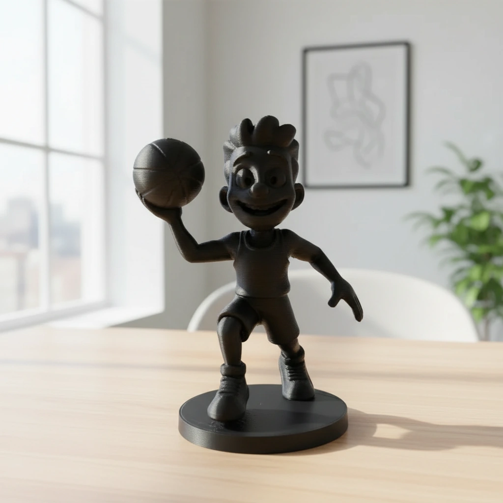 Figurină Jucător Baschet Stil Desen Animat Decor Birou Sportiv - Negru compozit fibra de carbon, imprimare 3D Vibecraft