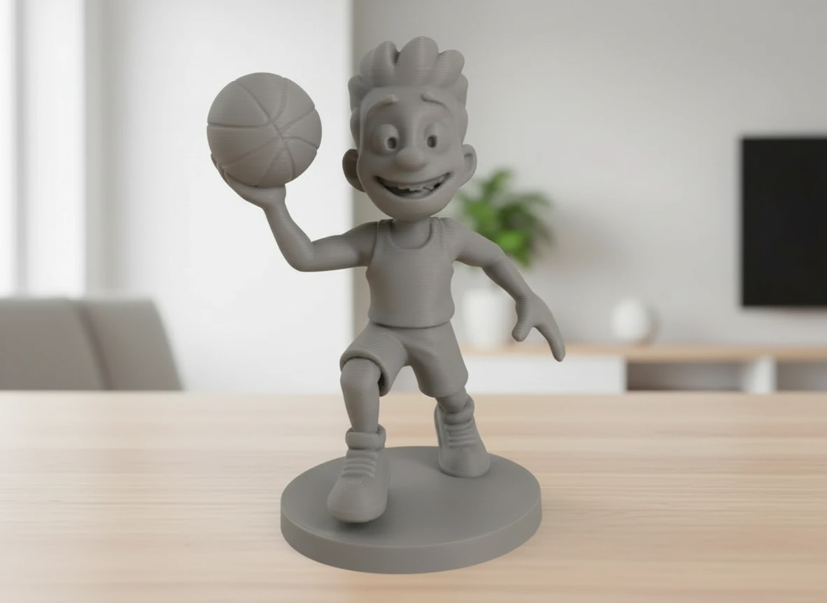 Figurină Jucător Baschet Stil Desen Animat Decor Birou Sportiv - culoare Gri, imprimare 3D Vibecraft