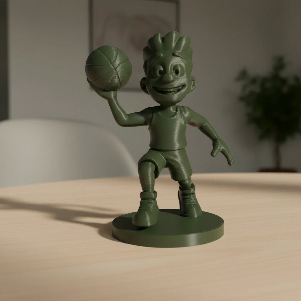 Figurină Jucător Baschet Stil Desen Animat Decor Birou Sportiv - culoare Verde, imprimare 3D Vibecraft