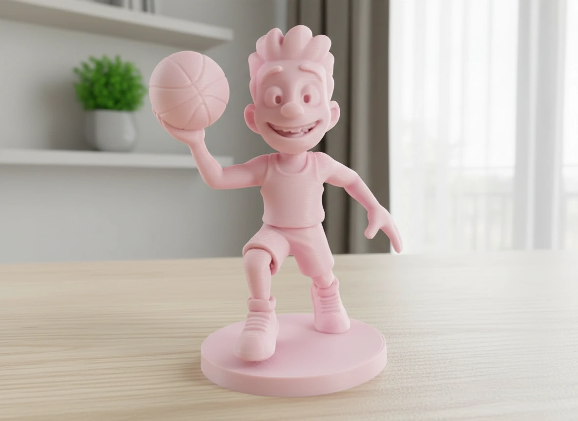 Figurină Jucător Baschet Stil Desen Animat Decor Birou Sportiv - culoare Roz, imprimare 3D Vibecraft