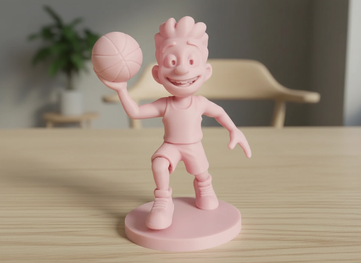 Figurină Jucător Baschet Stil Desen Animat Decor Birou Sportiv - culoare Roz, imprimare 3D Vibecraft