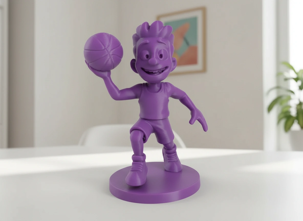 Figurină Jucător Baschet Stil Desen Animat Decor Birou Sportiv - culoare Mov, imprimare 3D Vibecraft