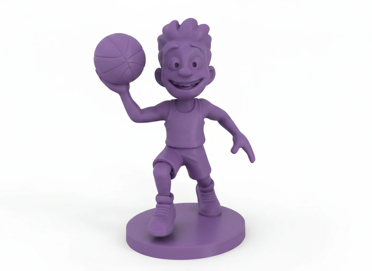 Figurină Jucător Baschet Stil Desen Animat Decor Birou Sportiv - culoare Mov, imprimare 3D Vibecraft