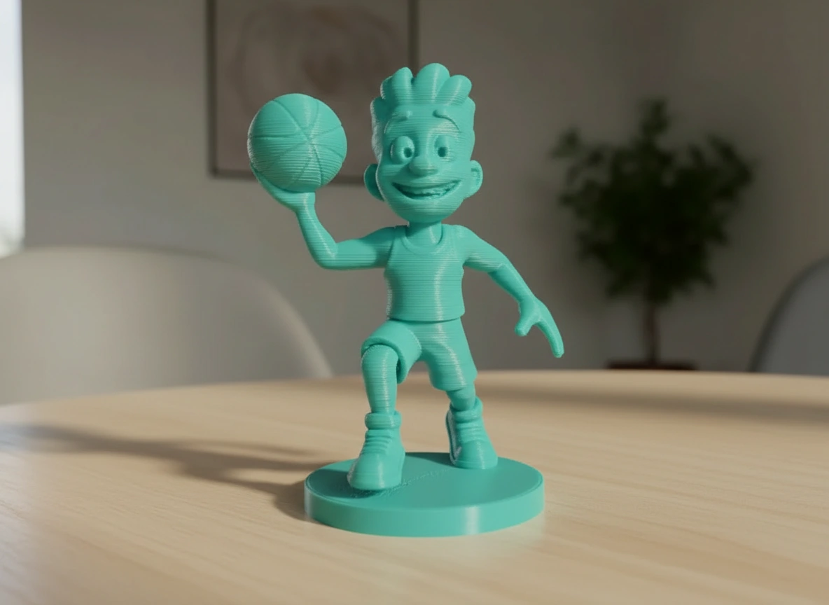 Figurină Jucător Baschet Stil Desen Animat Decor Birou Sportiv - culoare Albastru verzui, imprimare 3D Vibecraft
