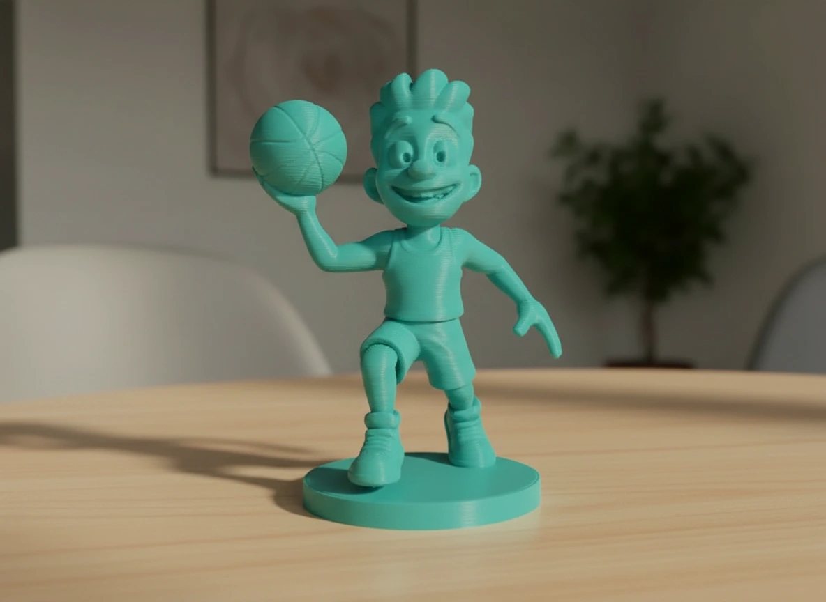 Figurină Jucător Baschet Stil Desen Animat Decor Birou Sportiv - culoare Albastru verzui, imprimare 3D Vibecraft