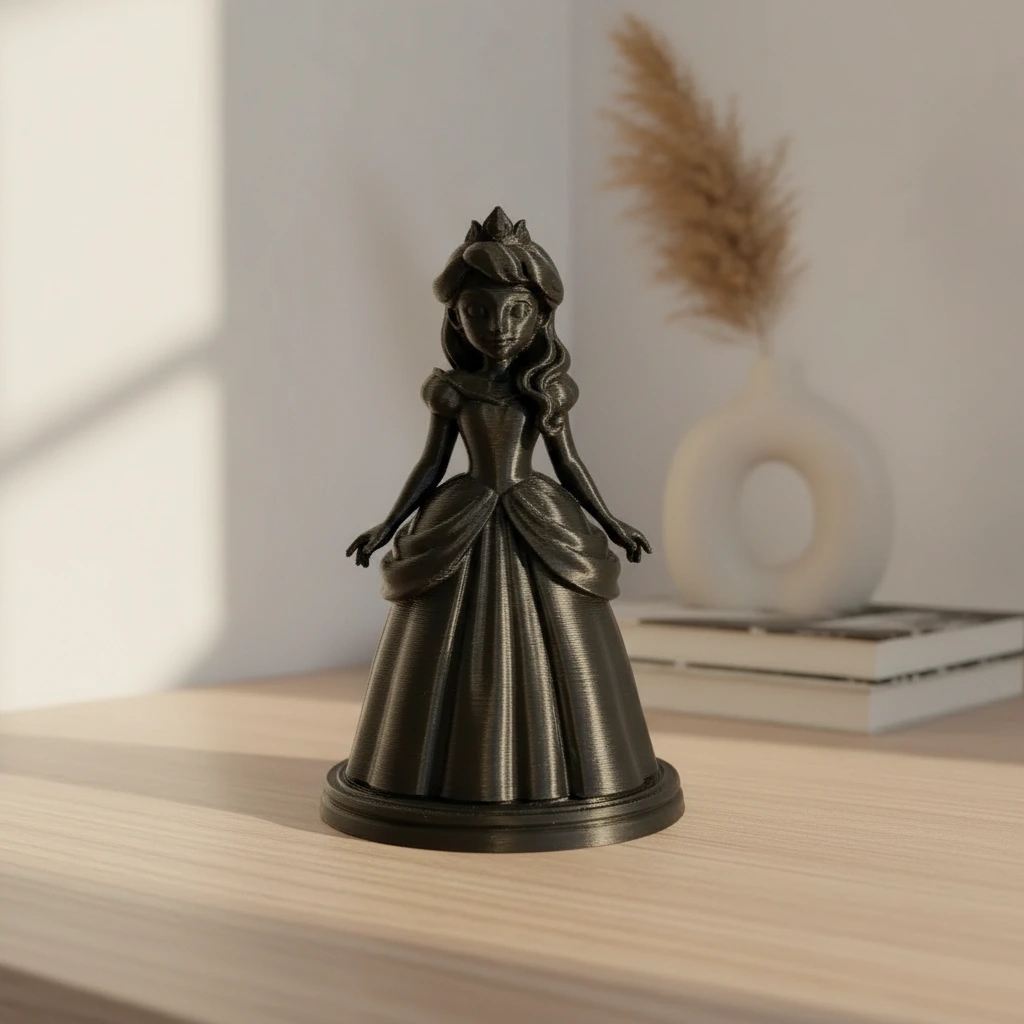 Figurina Decorativa Printesa Design Clasic - Negru compozit fibra de carbon, imprimare 3D Vibecraft
