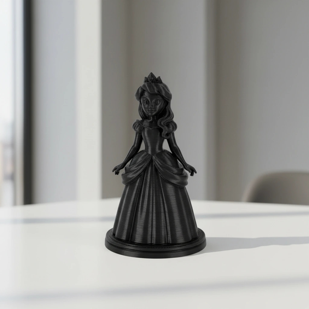 Figurina Decorativa Printesa Design Clasic - Negru compozit fibra de carbon, imprimare 3D Vibecraft