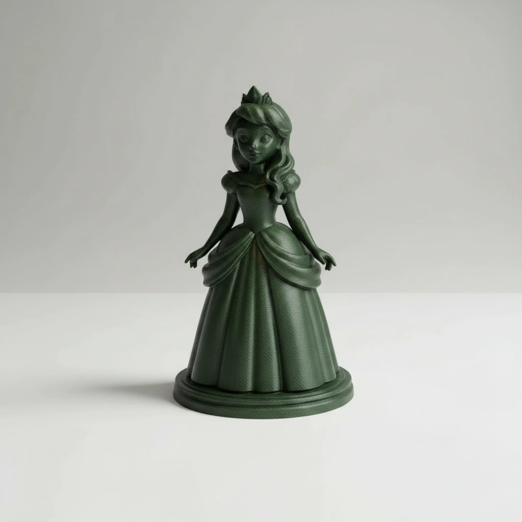 Figurina Decorativa Printesa Design Clasic - Olive green compozit fibra de carbon, imprimare 3D Vibecraft