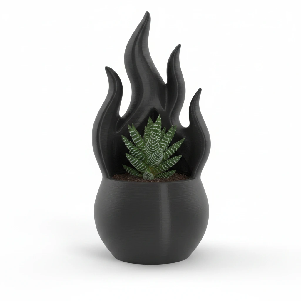 Jardinieră Decorativă Design Flacără Modernă pentru Plante Mici - culoare black studio, produs imprimat 3D Vibecraft