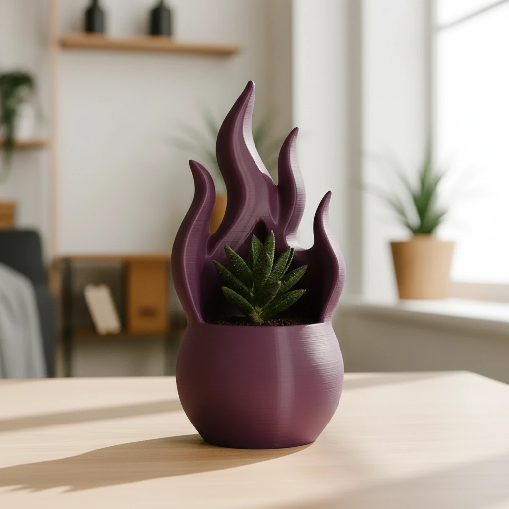 Jardinieră Decorativă Design Flacără Modernă pentru Plante Mici - Purple red compozit fibra de carbon, imprimare 3D Vibecraft
