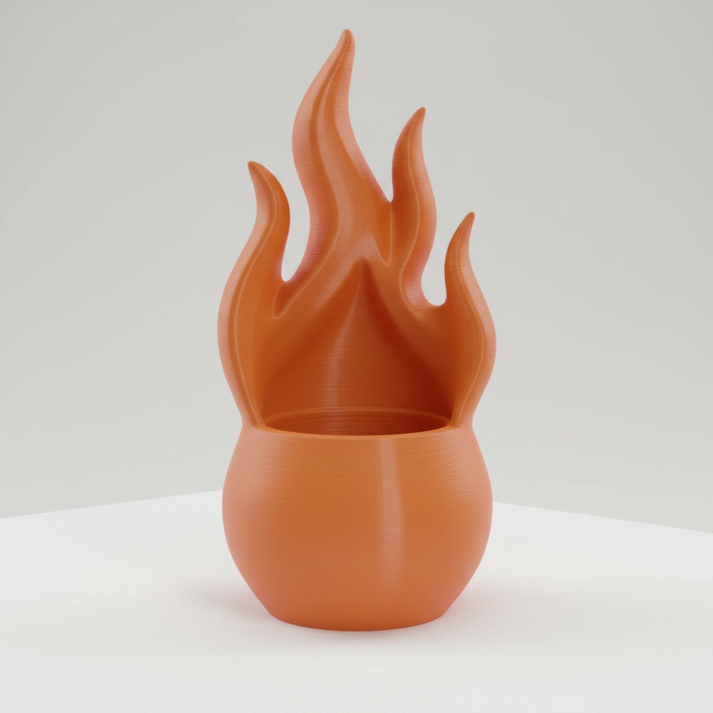 Jardinieră Decorativă Design Flacără Modernă pentru Plante Mici - culoare Portocaliu, imprimare 3D Vibecraft