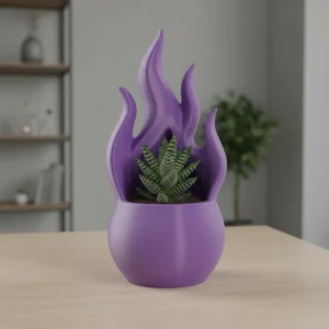 Jardinieră Decorativă Design Flacără Modernă pentru Plante Mici - culoare Mov, imprimare 3D Vibecraft