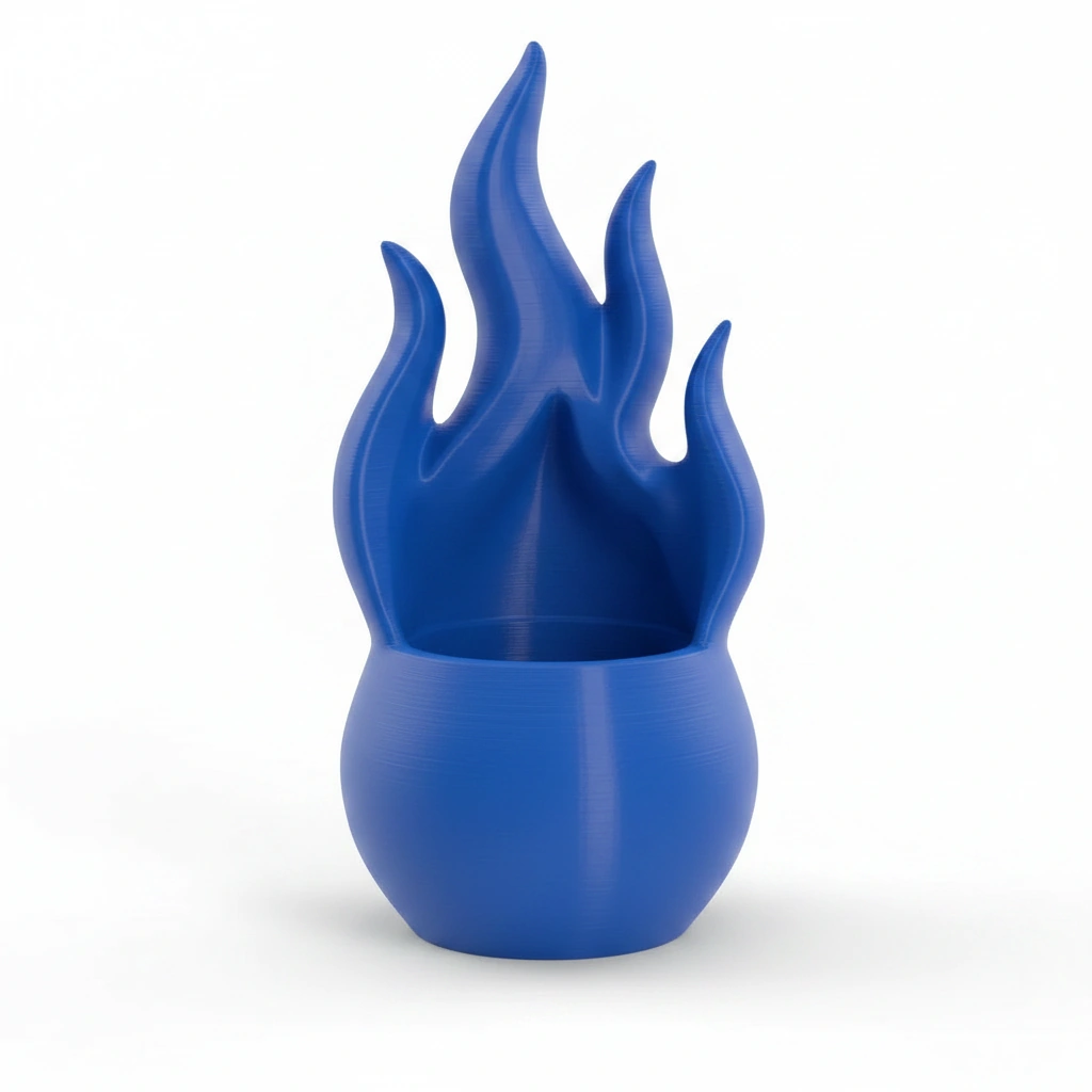 Jardinieră Decorativă Design Flacără Modernă pentru Plante Mici - culoare vibecraft Jardinieră Decorativă Design Flacără Modernă pentru Plante Mici blue studio, produs imprimat 3D Vibecraft