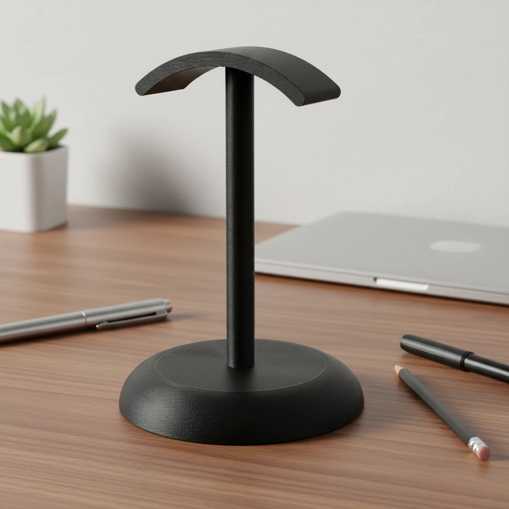 Suport Căști Audio Birou Design Minimalist Imprimat 3D - culoare black studio, produs imprimat 3D Vibecraft
