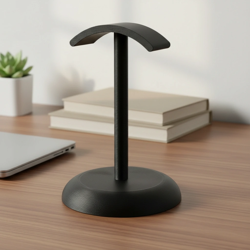 Suport Căști Audio Birou Design Minimalist Imprimat 3D - Negru compozit mat, imprimare 3D Vibecraft