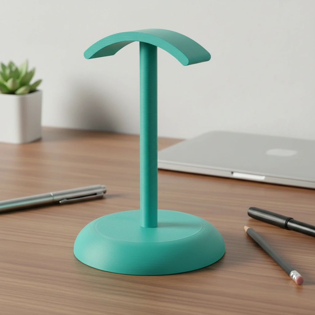 Suport Căști Audio Birou Design Minimalist Imprimat 3D - culoare Albastru verzui, imprimare 3D Vibecraft