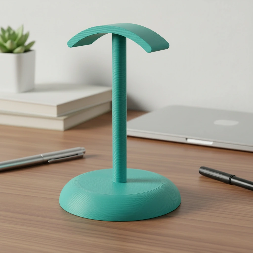 Suport Căști Audio Birou Design Minimalist Imprimat 3D - culoare Albastru verzui, imprimare 3D Vibecraft