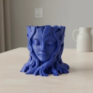 Ghiveci decorativ Chipul Pădurii, Vază Statuetă pentru Plante Mici - culoare Albastru, imprimare 3D Vibecraft