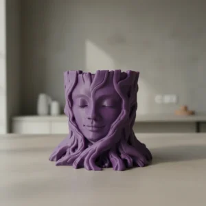 Ghiveci decorativ Chipul Pădurii, Vază Statuetă pentru Plante Mici - culoare vibecraft Ghiveci decorativ Chipul Pădurii, Vază Statuetă pentru Plante Mi purple scene, produs imprimat 3D Vibecraft