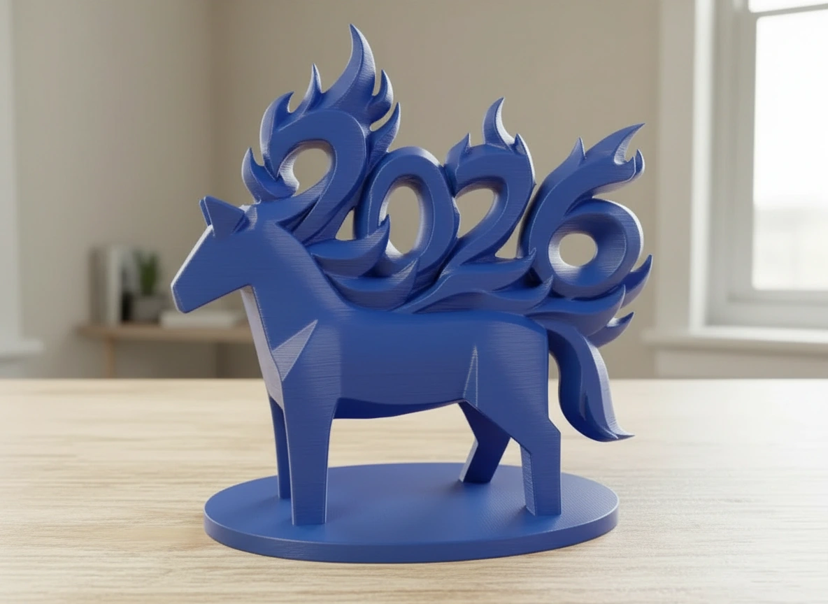 Figurină Decorativă Cal Simbolic Anul 2026 Design Modern - culoare vibecraft Figurină Decorativă Cal Simbolic Anul 2026 Design Modern blue lifestyle, produs imprimat 3D Vibecraft