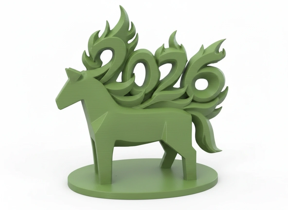 Figurină Decorativă Cal Simbolic Anul 2026 Design Modern - culoare vibecraft Figurină Decorativă Cal Simbolic Anul 2026 Design Modern green studio, produs imprimat 3D Vibecraft