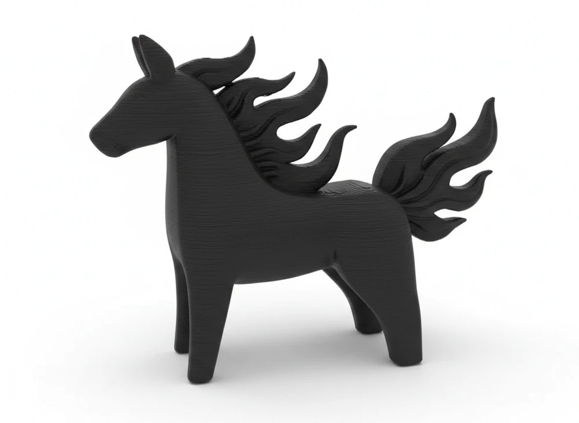 Figurină Decorativă Cal Energie Vitală Imprimată 3D - culoare black studio, produs imprimat 3D Vibecraft