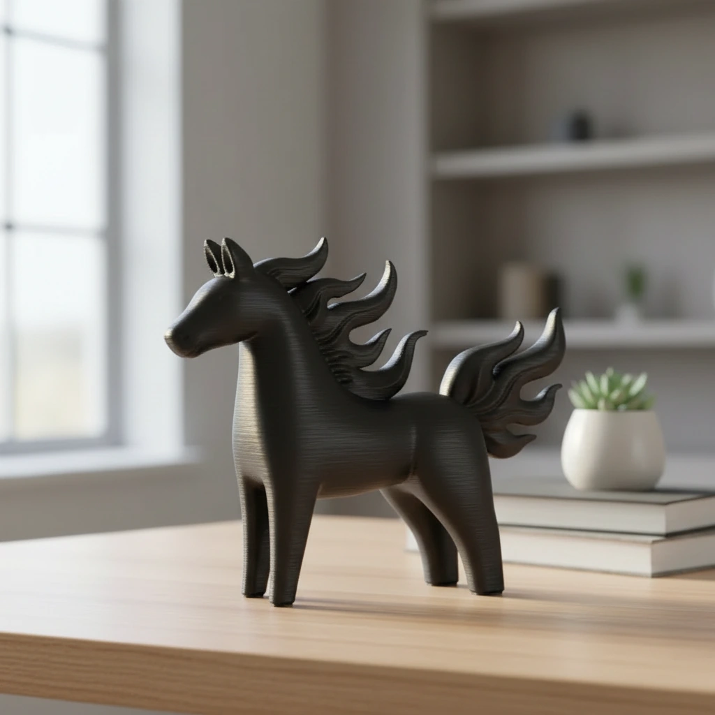 Figurină Decorativă Cal Energie Vitală Imprimată 3D - Negru compozit fibra de carbon, imprimare 3D Vibecraft