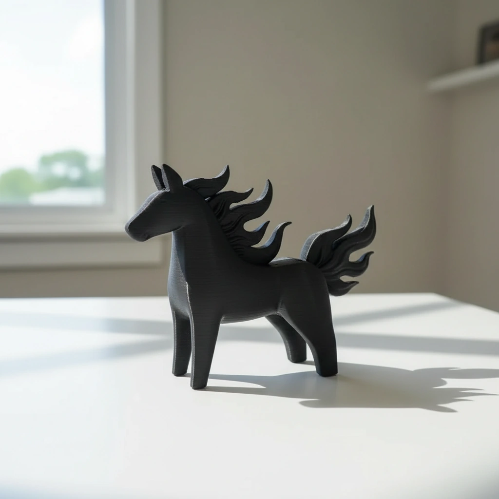Figurină Decorativă Cal Energie Vitală Imprimată 3D - Negru compozit fibra de carbon, imprimare 3D Vibecraft