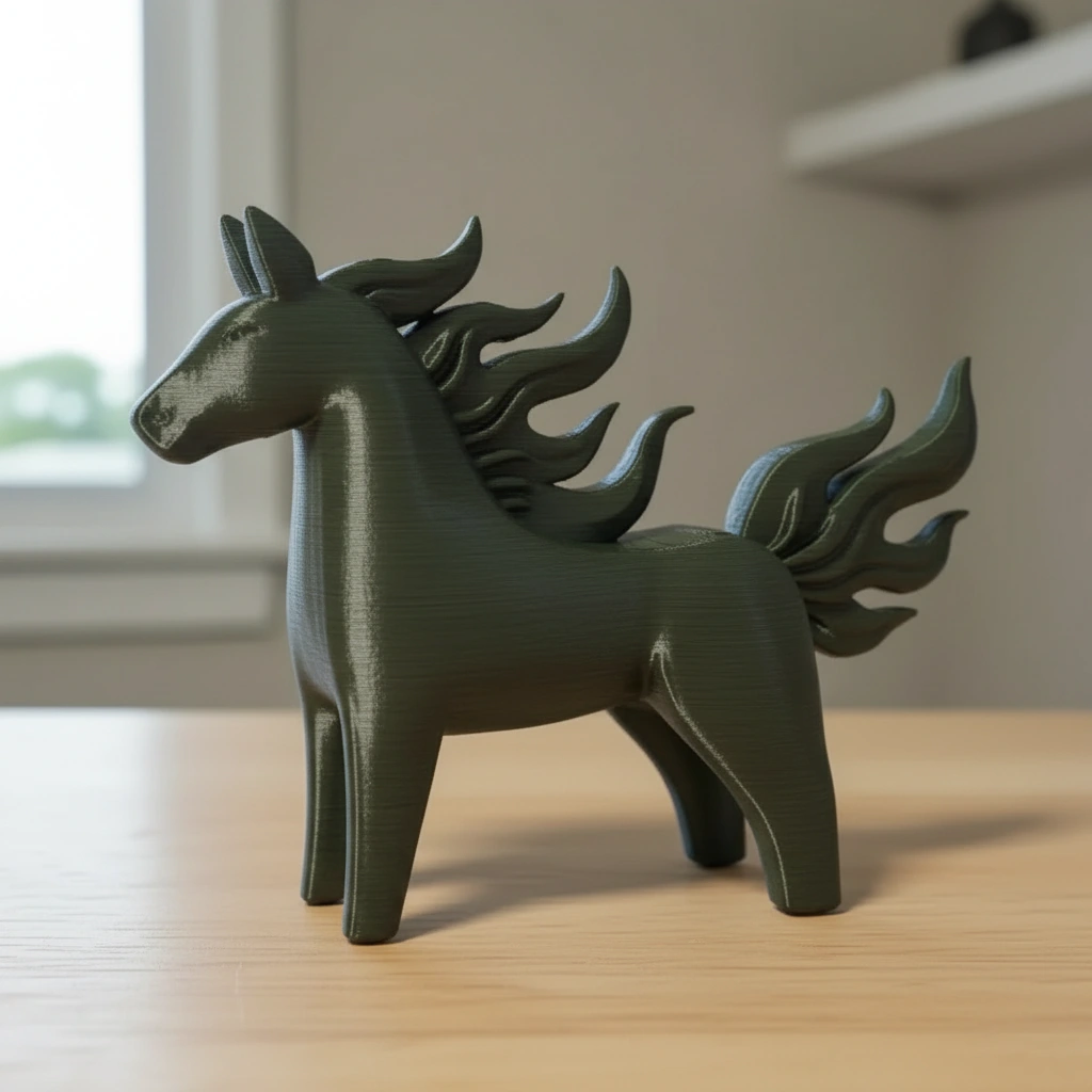 Figurină Decorativă Cal Energie Vitală Imprimată 3D - Olive green compozit fibra de carbon, imprimare 3D Vibecraft