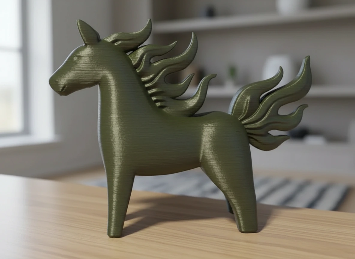Figurină Decorativă Cal Energie Vitală Imprimată 3D - culoare Verde, imprimare 3D Vibecraft