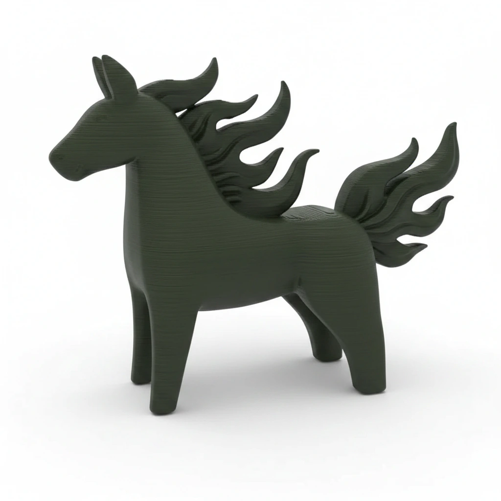 Figurină Decorativă Cal Energie Vitală Imprimată 3D - culoare Verde, imprimare 3D Vibecraft