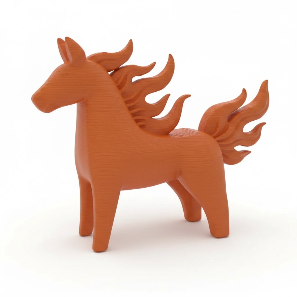 Figurină Decorativă Cal Energie Vitală Imprimată 3D - culoare Portocaliu, imprimare 3D Vibecraft