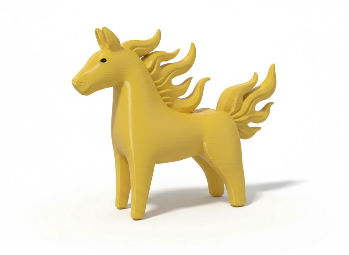 Figurină Decorativă Cal Energie Vitală Imprimată 3D - culoare Galben, imprimare 3D Vibecraft