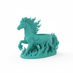 Jardinieră Decorativă Figurină Cal, Suport Plante Mici cu Detalii Specifice - culoare Albastru verzui, imprimare 3D Vibecraft