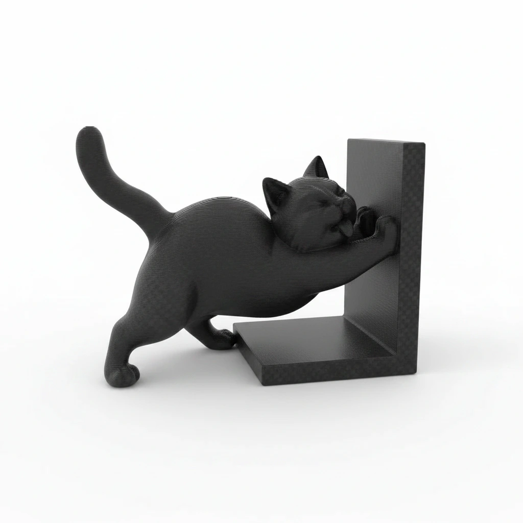 Opritor Carte Decorativ, Design Pisica Jucausa - Negru compozit fibra de carbon, imprimare 3D Vibecraft