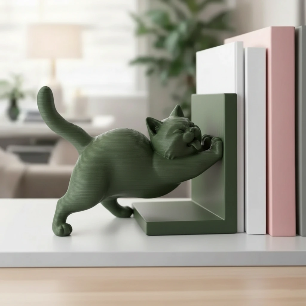 Opritor Carte Decorativ, Design Pisica Jucausa - culoare Verde, imprimare 3D Vibecraft