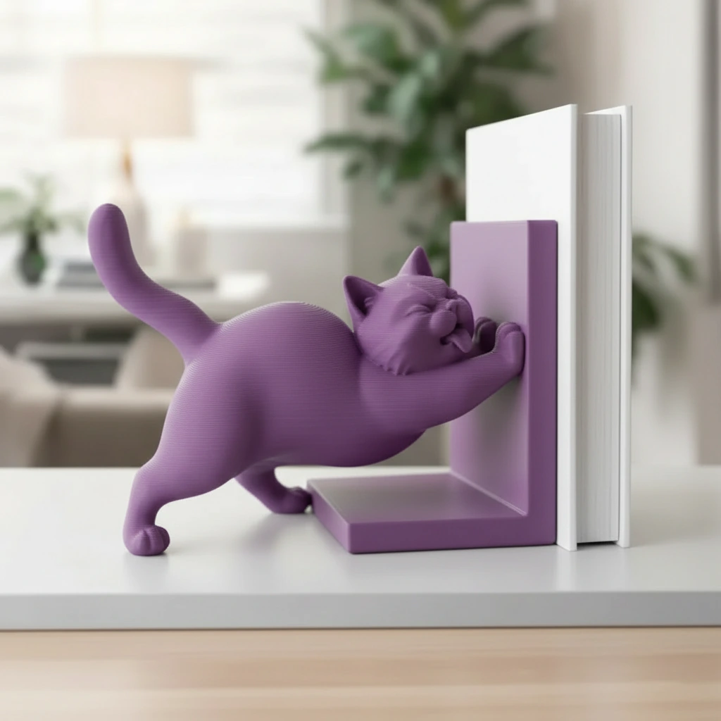 Opritor Carte Decorativ, Design Pisica Jucausa - culoare Mov, imprimare 3D Vibecraft