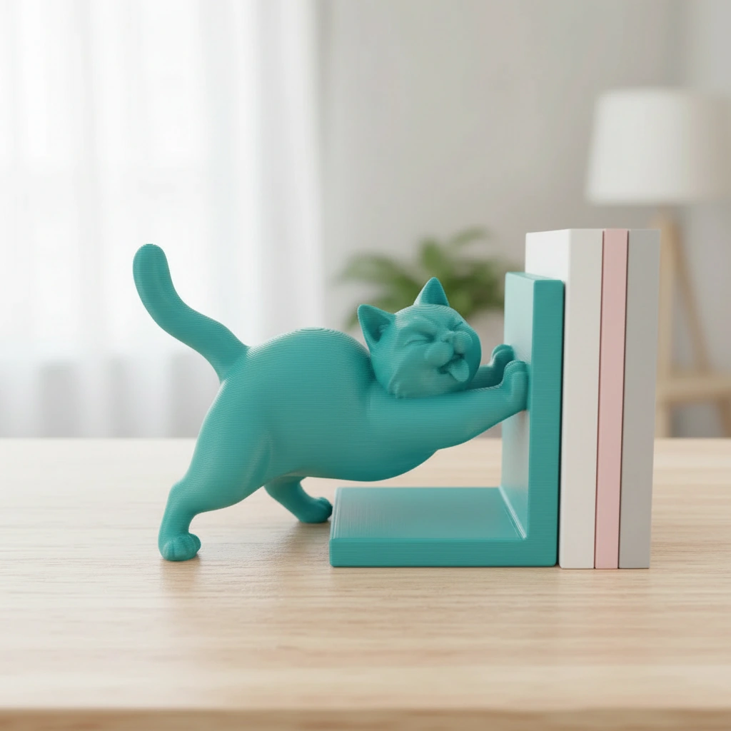 Opritor Carte Decorativ, Design Pisica Jucausa - culoare Albastru verzui, imprimare 3D Vibecraft
