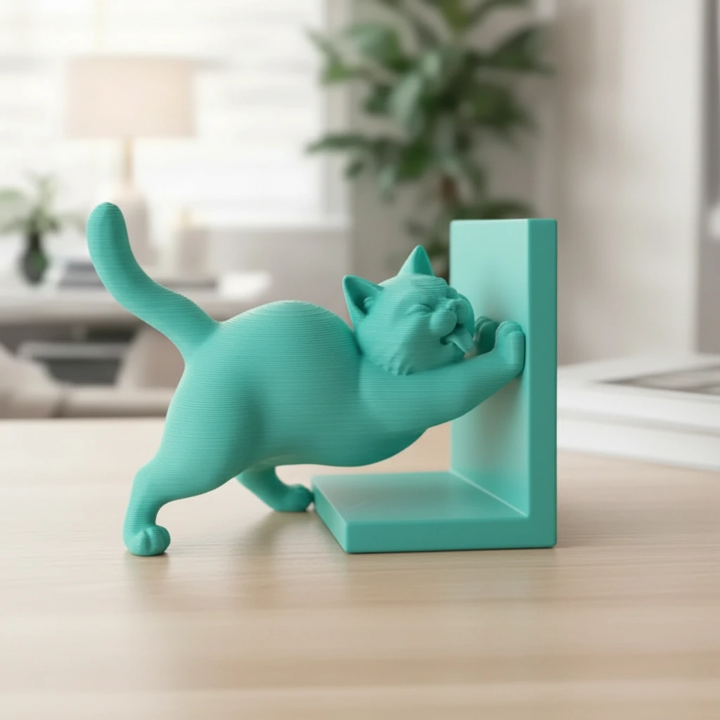 Opritor Carte Decorativ, Design Pisica Jucausa - culoare Albastru verzui, imprimare 3D Vibecraft